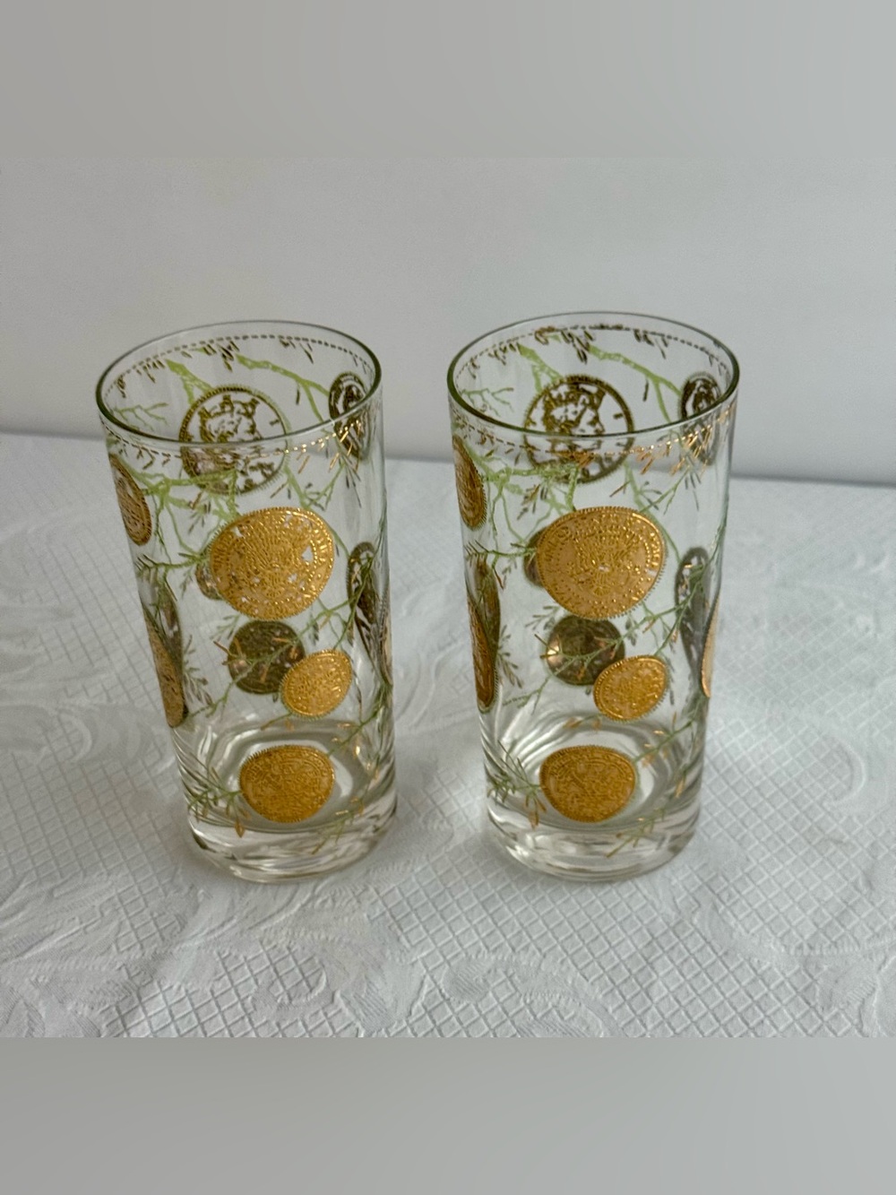 Vintage Culver Midas 22K Gold Coin Highball Glasses (Set of 2) Barware - Picture 3 of 15